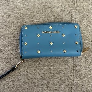 Blue MK wristlet